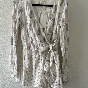 Elegant White Paisley Wrap Romper-NWT !